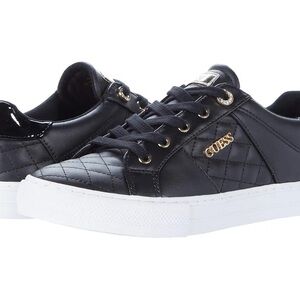 GUESS Loven Black Quilted Sneakers with Gold Hardware - 6M - NWT